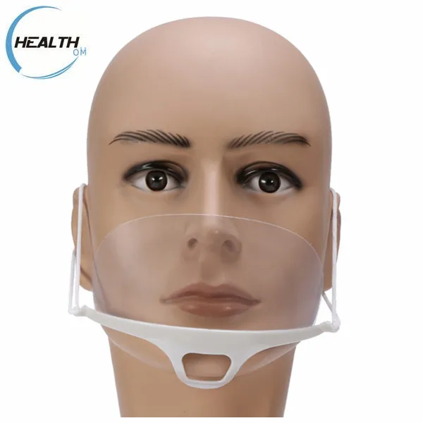 High quality Anti saliva food hygiene clear plastic transparent face mask for food service