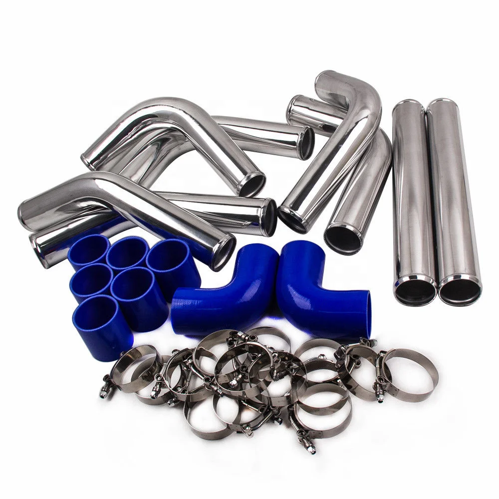 Универсальный комплект труб интеркулера 2,5 дюйма 63 мм, алюминиевая труба интеркулера, силиконовый зажим, синий