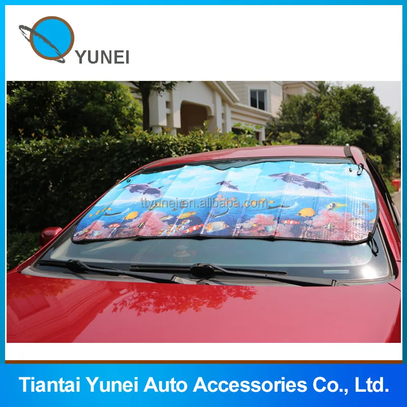Factory  Cheap CMYK  Printing Aluminium Foil Car Sunshade Advertising Car Sun Shade For Front Window