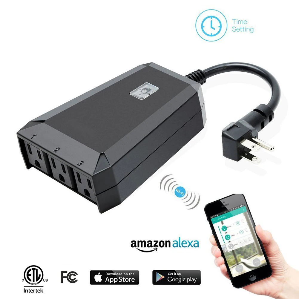 
waterproof WIFI outdoor smart socket Switch Smart Plug with 2 Sockets Compatible with Alexa, Google Home, No Hub Required 