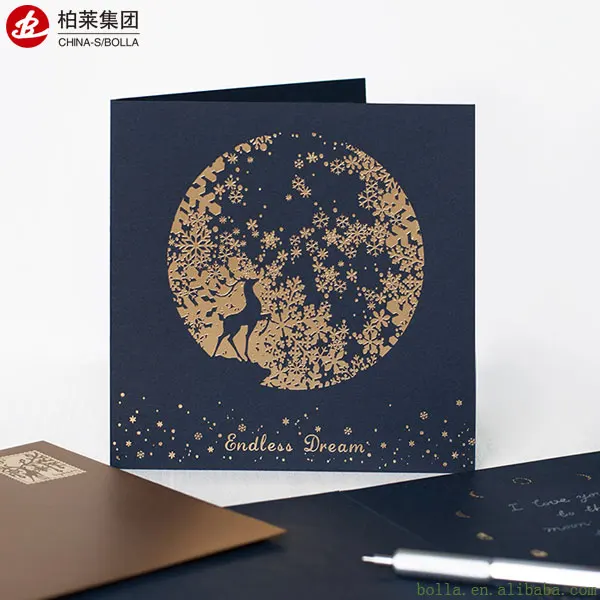 Wholesale Custom Service Cheap Price  Gold Foil Flash Game Post Business Birthday Wedding Invitation Gift Greeting Card Printing