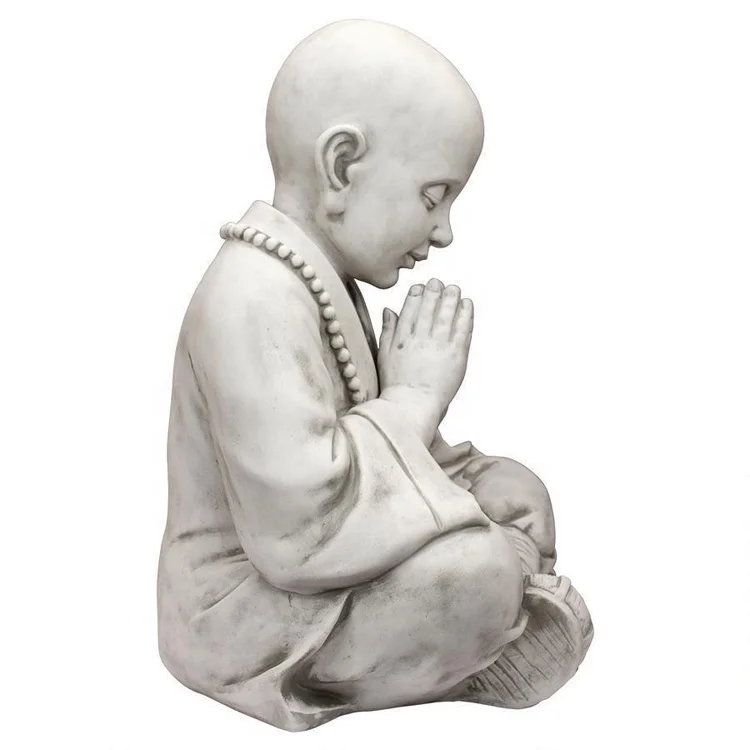 China cute baby sculpture stone granite playing little monk statue for garden or outdoor