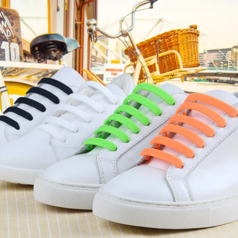 Custom Rubber Slip Sneaker Elastic Shoelaces Lazy No Tie Silicone Shoelaces Factory