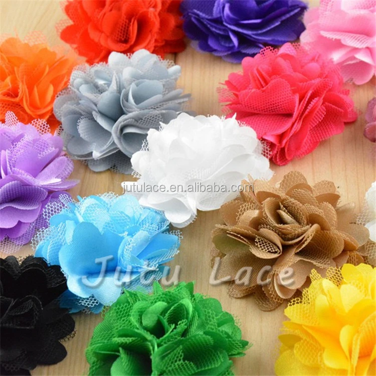 Decorative wedding dresses /invitation card satin fabric flower-mini mesh flowers for brooch -hair accessories scalloped flowers