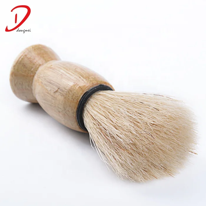 Wholesale cheap small wooden handle bristle hair disposable shaving brush with package