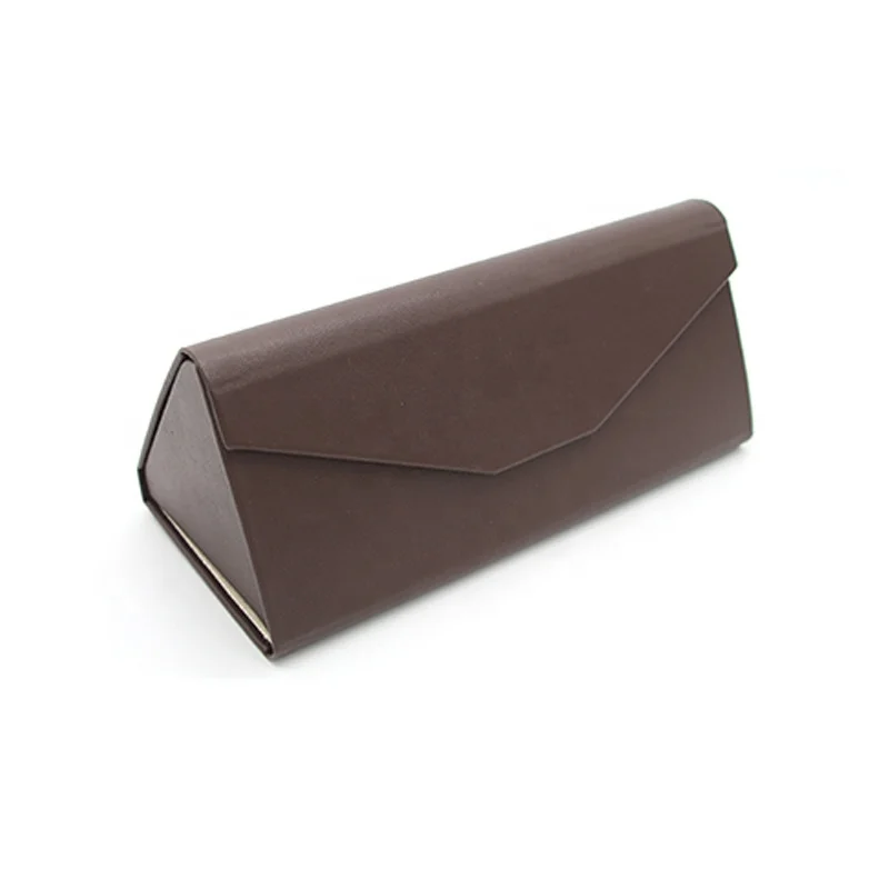 
custom foldable triangle handmade leather sunglasses eyewear spectacle case box for eye glasses box folding 