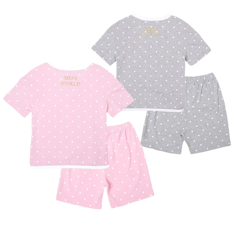 kids pajamas Pink and Grey Tiara Summer T Shirt Cute Girls Cotton Pajamas