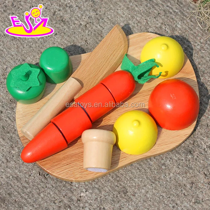 Colorful Wooden Fruit Cutting Set for kids,Wooden Cutting Game Toy for children,Wooden kitchen toy fruit&vegetables W10B105