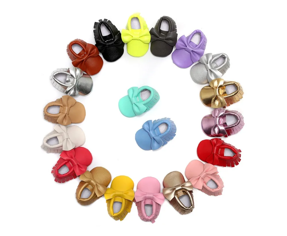 wholesale factory fringe bow baby shoes PU leather baby mocassins shoes