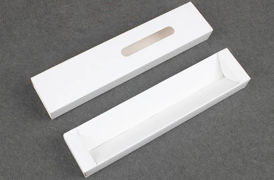 custom pen packing box professional design white cardboard pen gift box logo black window luxury gift paper cardboard pen box