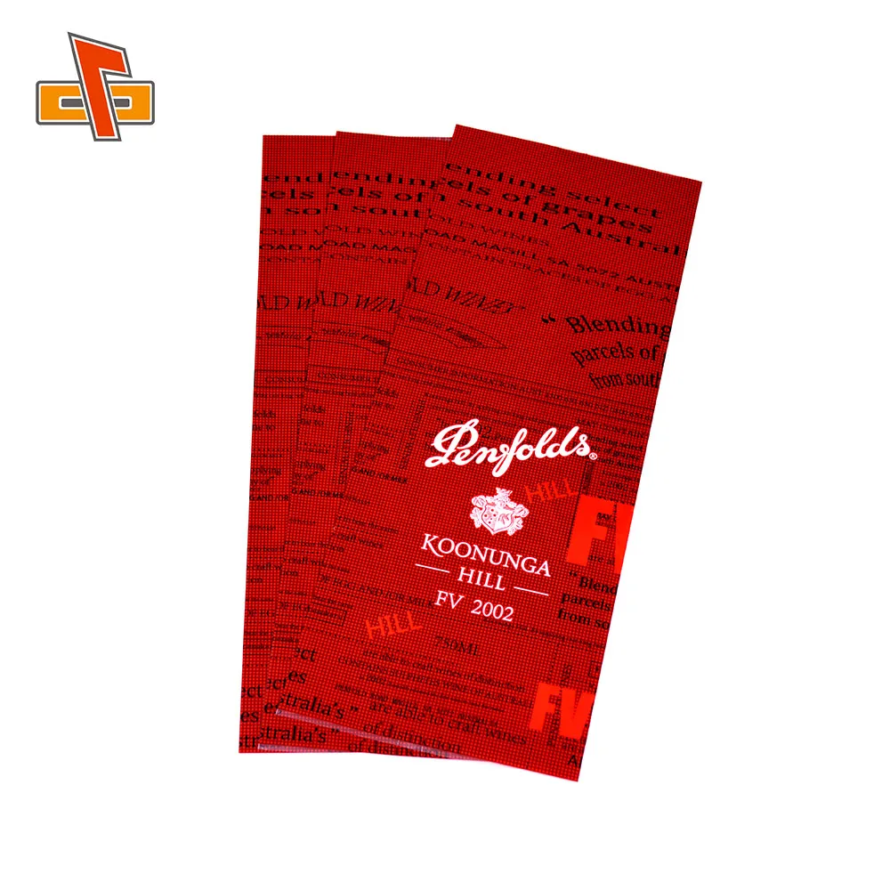 Custom PET Heat Shrink Sleeve Wrap Label Glossy Shining Film For France Dry Red Wine Glass Bottle