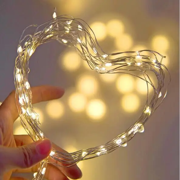 100 led waterproof outdoor string copper wire starry fairy string lights for christmas decorations heart shaped fairy lights