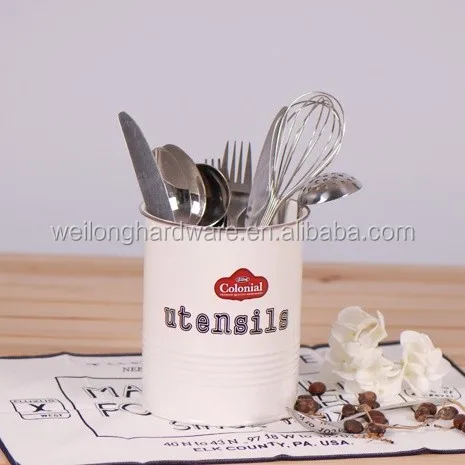 Decorative Galvanized Metal Utensil Carry All Serveware Beer Caddy Holder for Kitchen Countertop Storage