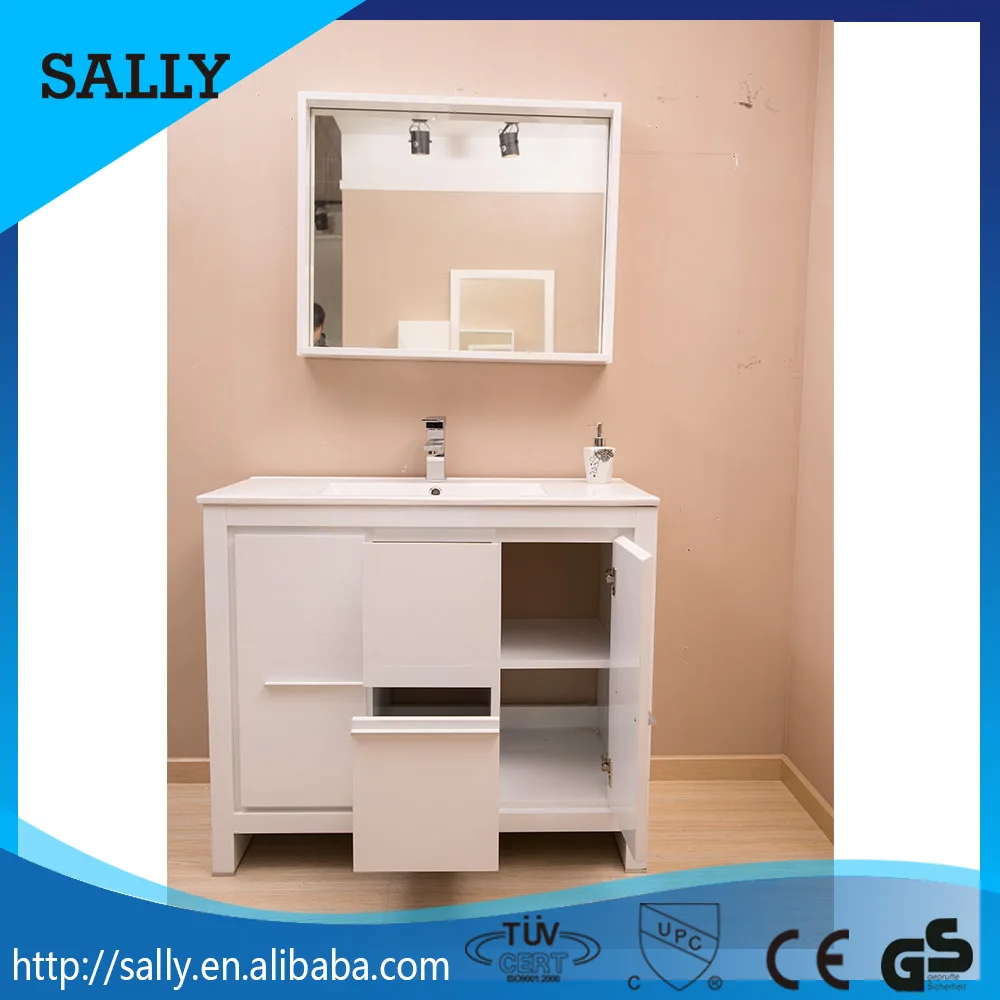 S8119WH-2 Хорошее послепродажное обслуживание из цельного дерева ванная угловой шкаф