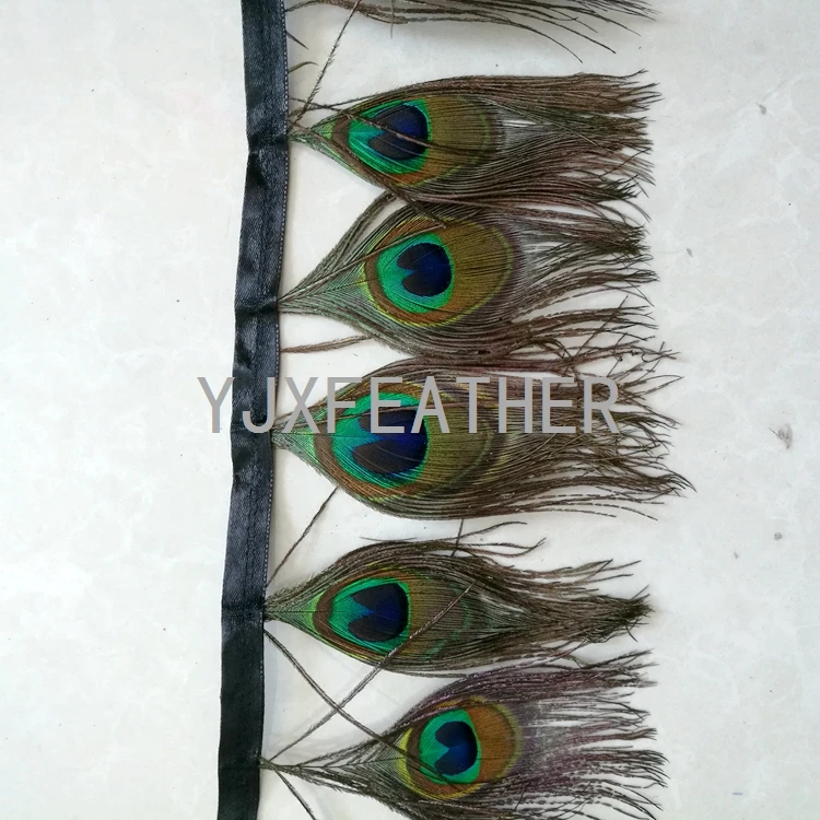 wholesale artificial peacock feather trim fringe trimmings with full eyes