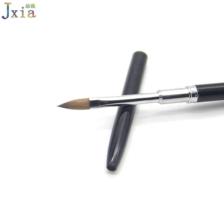 Jiexia Professional 8# Black Metal Handle 100% Pure Animal Kolinsky Hair Acrylic Nail Brush