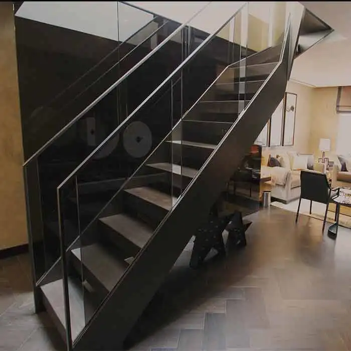 
American stair design single stringer steel wood stair/mono stringer wood staircase 