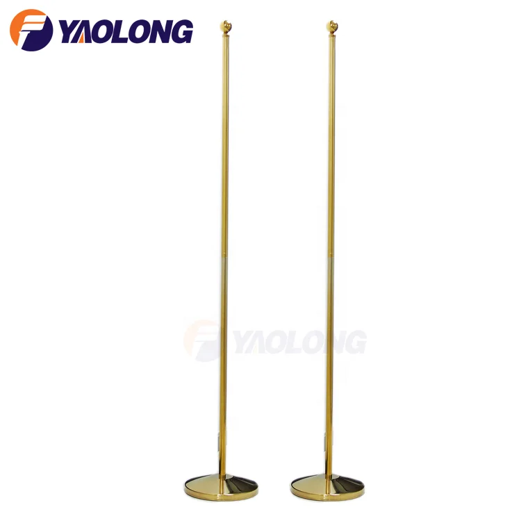 new gold and silver indoor office flag poles and stand