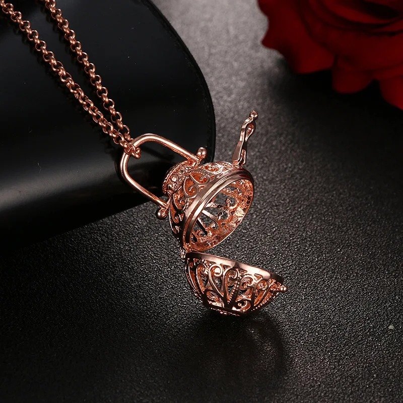 New designs copper essential oil locket aromatherapy diffuser necklace with lava stone beads
