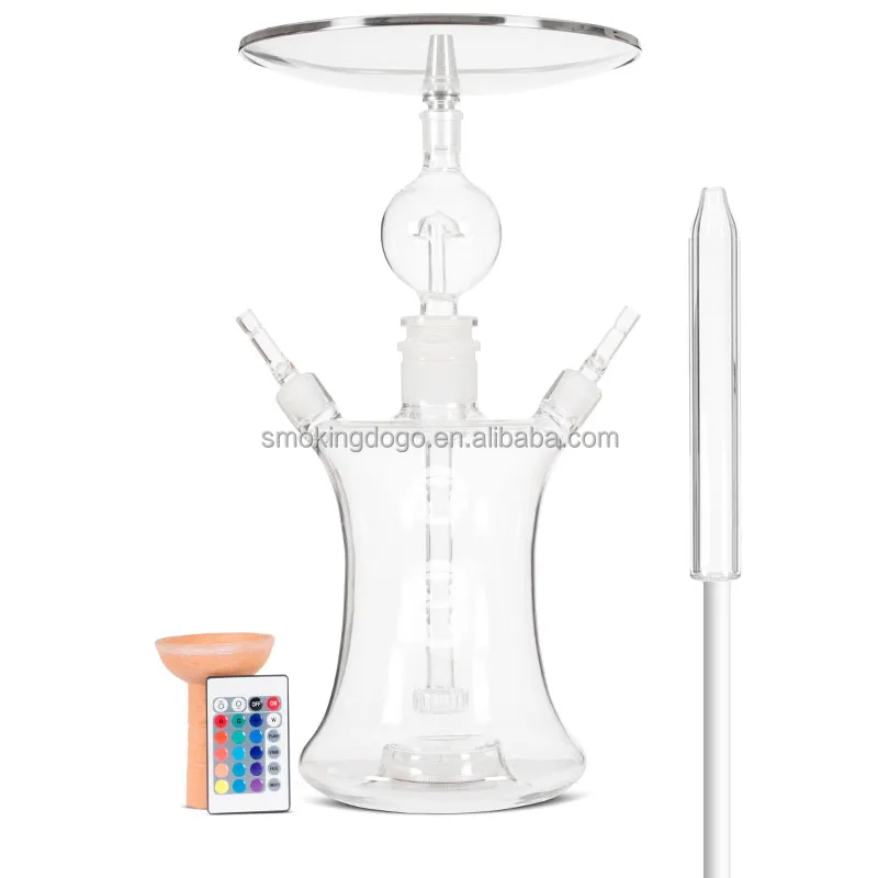 New Design Clear Borosilicate Shisha Art Glass Hookah Two Smoking Pipe Joint With Glass Hookah Molasses  Catcher Chicha