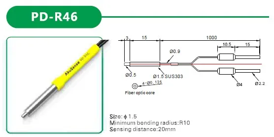 Akusense PD-R46 diffuse reflection fiber optic components optical light cable quick response fiber sensor
