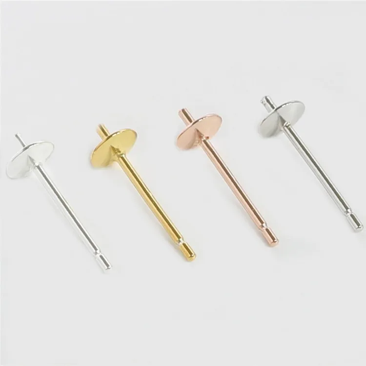 S925 Sterling Silver Stud Earring Findings For Pearl Base Jewelry Making Supplies Findings & Components Wholesale