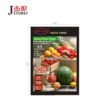 50 x Jetland A4 glossy photo paper self-adhesive sticker 135g photo print label sheets  For Inkjet Printer