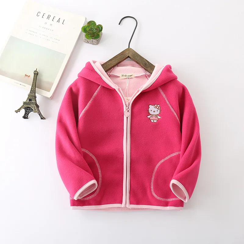 
Wholesale boys girls double side fleece hoodie jackets outwear kids coat 