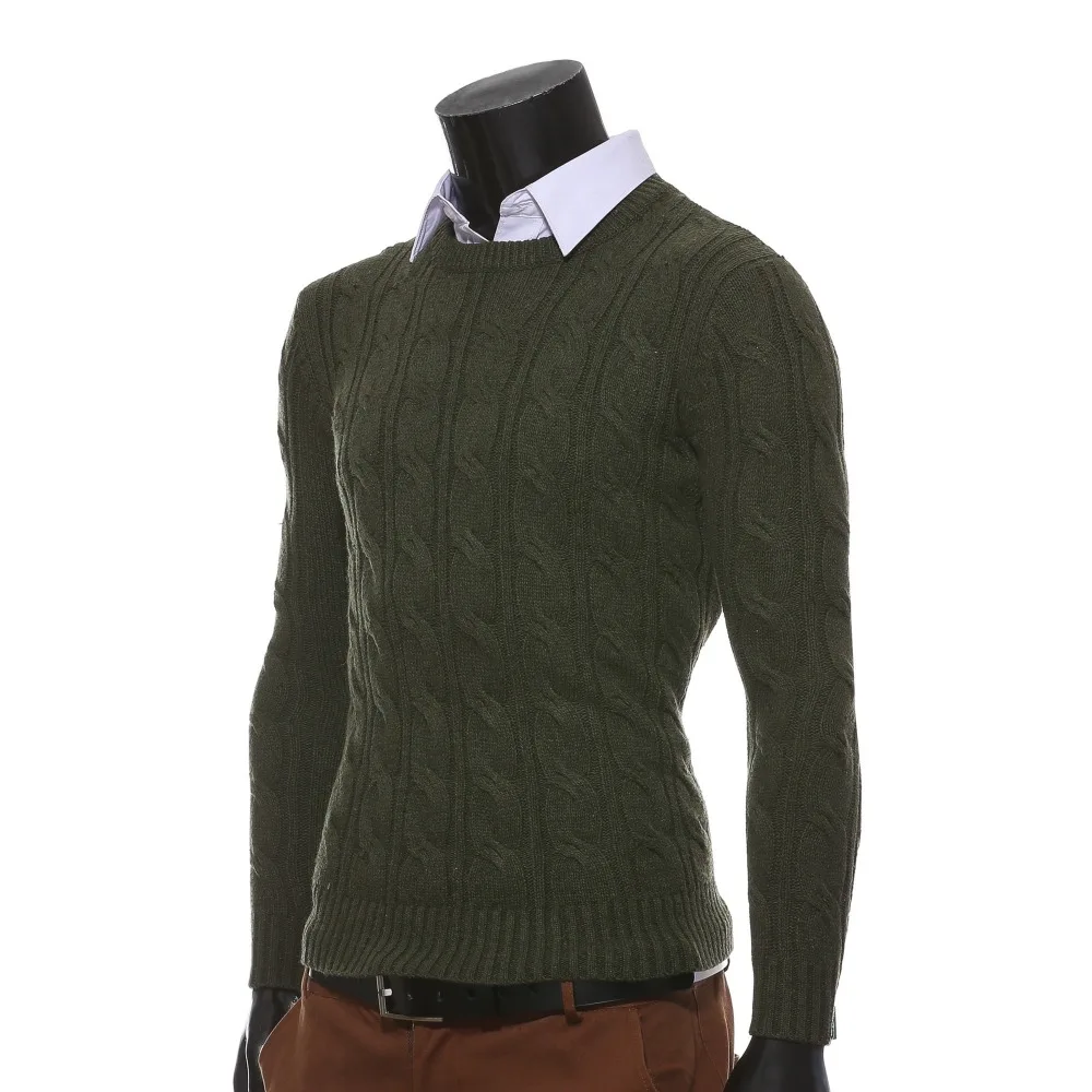 Oem Stylish Solid Black Knitted Cable Pullover Sweater Men Custom