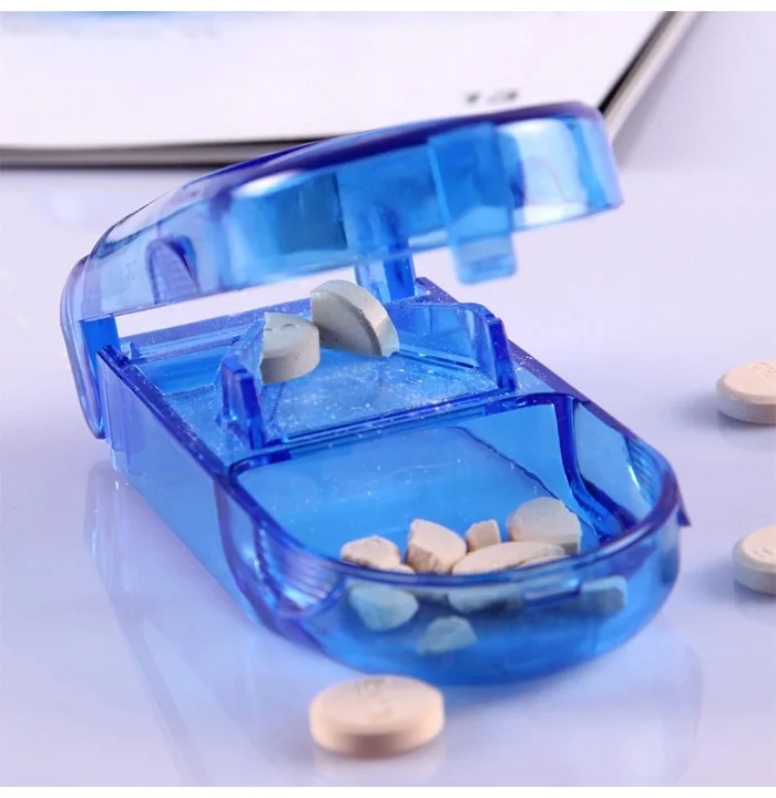 Mini Portable Pill Cutter Medicine Box Pill Crusher Grinder Splitter Tablet Cutter Divider Storage Case