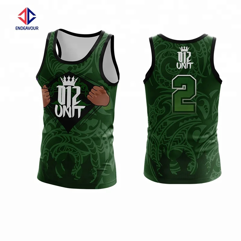 Nice Color Fully Sublimation Customation Touch Football Singlet Green