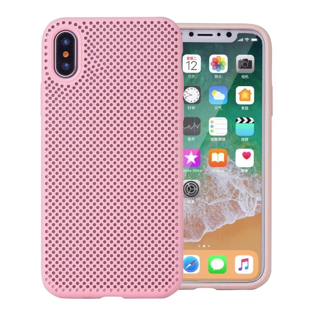 
For iPhone Xs Max Soft Slim Liquid Silicone Phone Case, Breathable Mesh Dot Holes Heat Dissipation Protective Back Cover Case 
