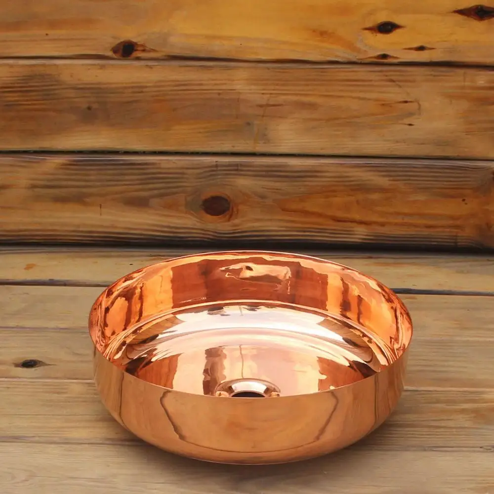 Vintage Style Unique Coffee Color Hand Hammered Simply Copper Basin Sinks
