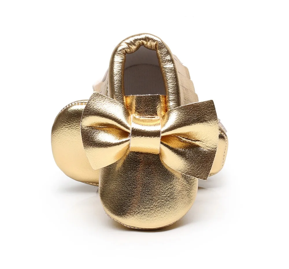 wholesale factory fringe bow baby shoes PU leather baby mocassins shoes