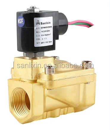 NSF, латунный Соленоидный клапан, управляемый