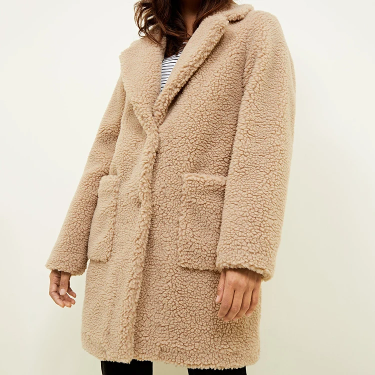 Wholesale  Women Cream Teddy Winter Faux Fur Teddy Coat