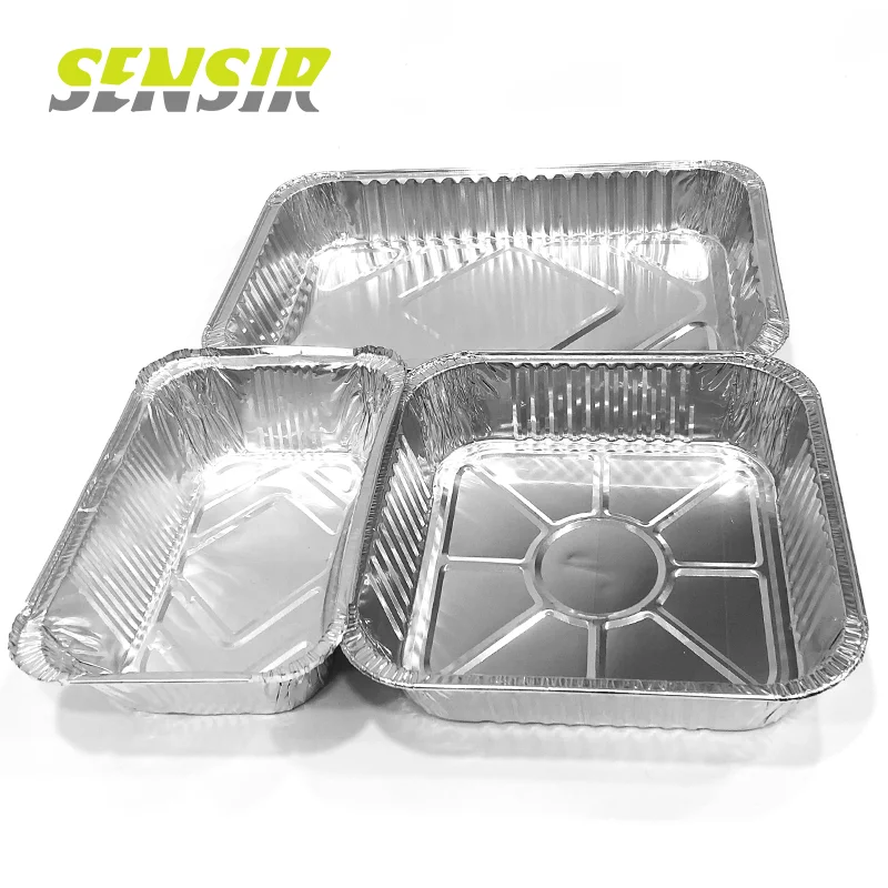
Square shape restaurant use packing aluminum foil container 
