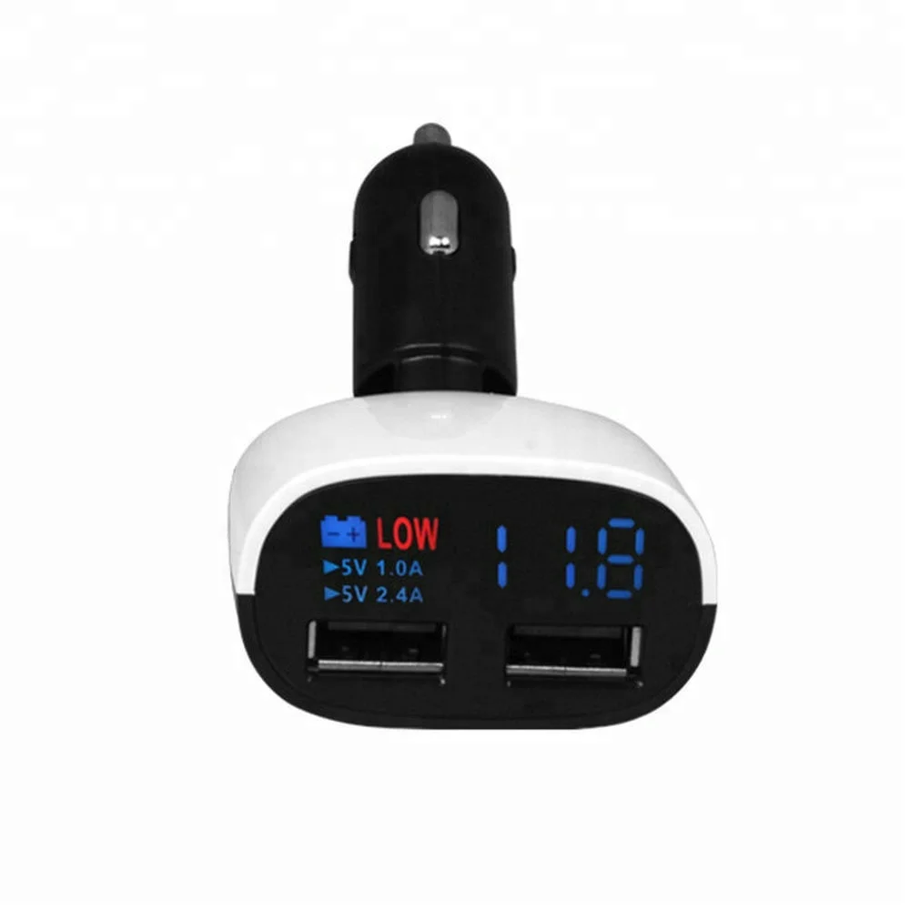 Portable 3.4A Adjustable Car Battery Charger With Digital Led Display Car Charger Dual USB