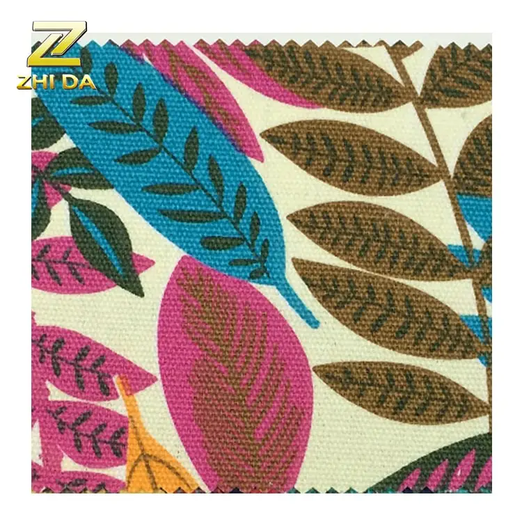 Leaf pattern printed polyester cotton fabric for woven bag China best manufacturer