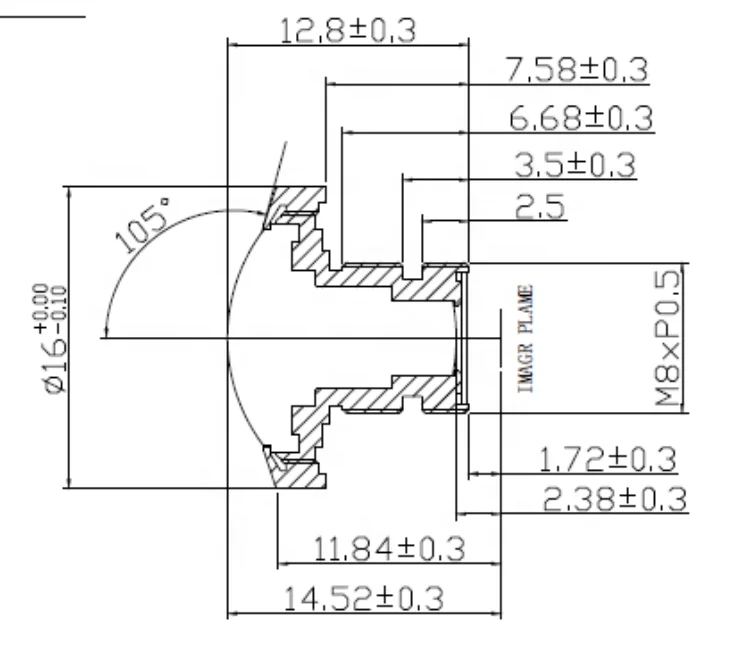 HK-6038-1229   Aperture  2.4  M12  f 1.05mm  FB 1.72 mm  360 degree panoramic  for rear view parking track lens