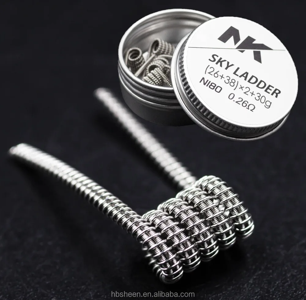 NK оптовая продажа ni80 готовая катушка rda vape проволока сопротивления sky лестница готовая катушка 26ga 30ga 38ga круглый провод