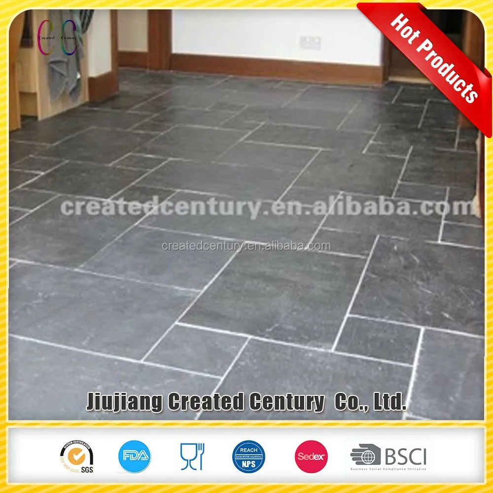 Cheap factory price 60x60 cut to size non slip natural surface black flooring slate stone