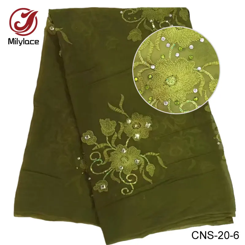 100% с цветочным принтом из крепа вышитым шёлком ткань органза камнями
