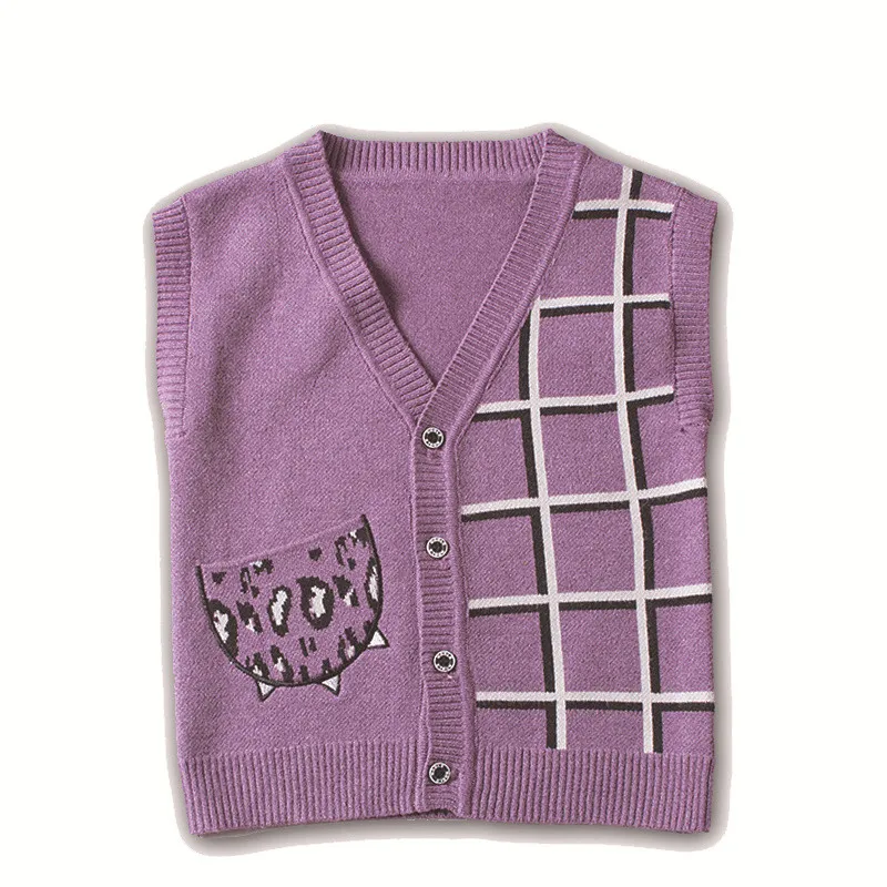 
2019 autumn winter knit vest sweater girls soft warm plain sleeveless sweater vest 