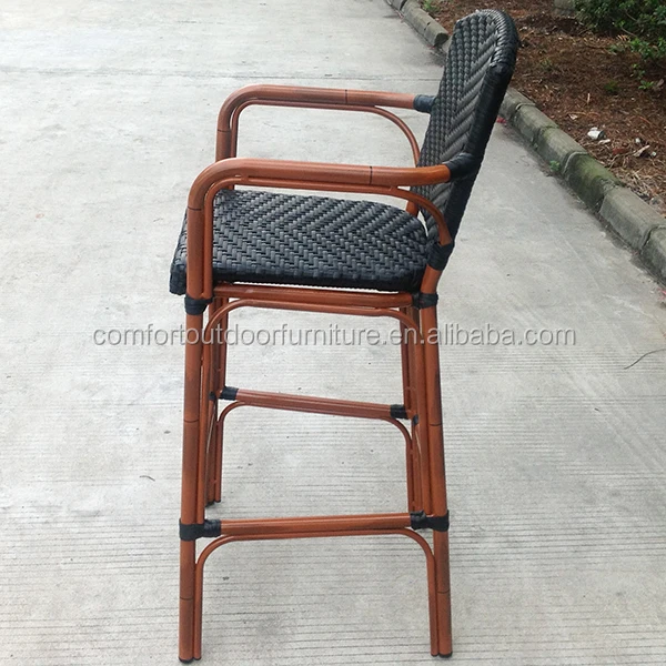 All-weather Patio Rattan Bar Chair in Black Color