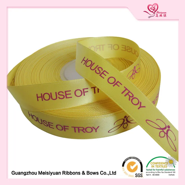 Pre Made Ribbon For Gift Wrapping Customised Ribbon Printed Logo Webbing With Silicone Print