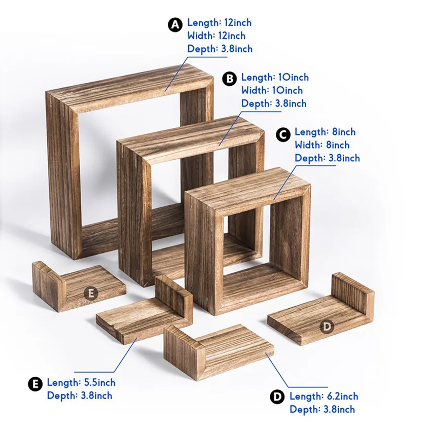 Заводская дешевая деревянная плавающая настенная квадратная кубическая полка-Органайзер