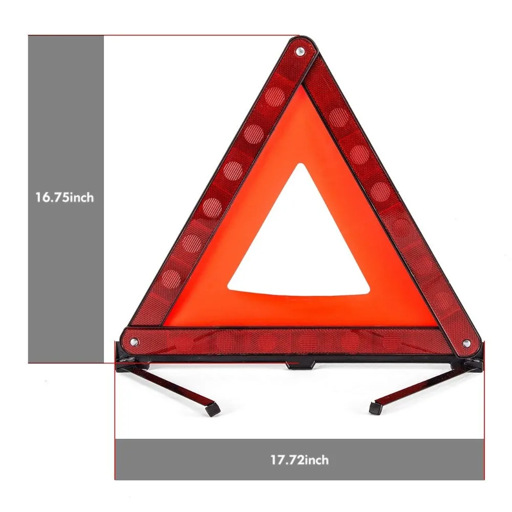 Warning Triangles, Aolvo Reflective Triangle Foldable Triangle Reflector Alerts Car Emergency Kit Roadside Warning Sign with Car