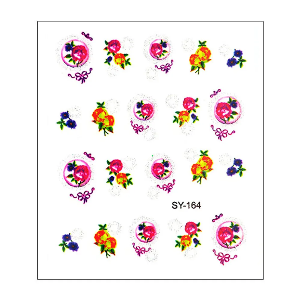 SY  Embossed 3D Nail Stickers Blooming Flower Butterfly Art Stickers Decals