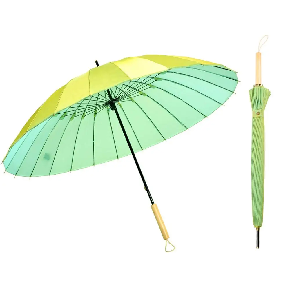 Ovida New Arrival 24 Ribs Advertising Gift Umbrella Special  Chameleon Large Golf Umbrella With Wooden Handle For Promotion